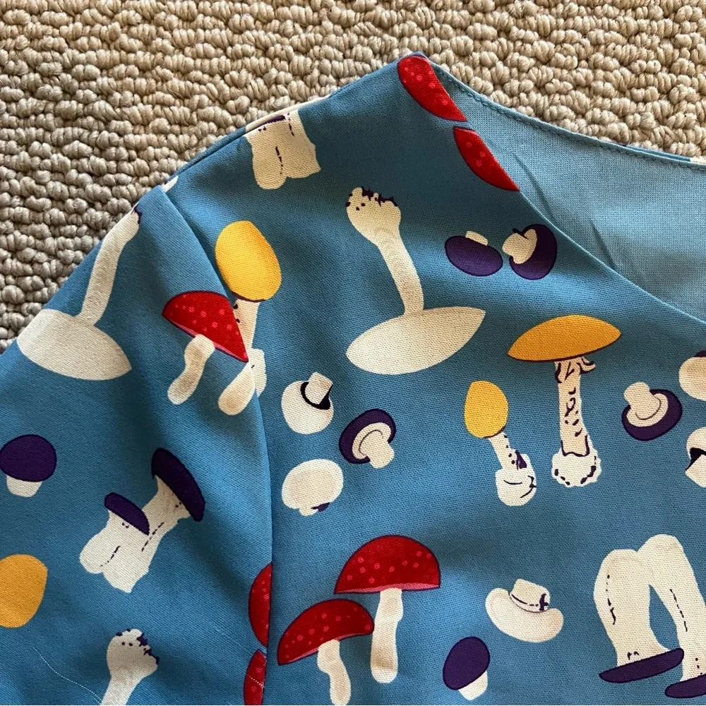 Sm wardrobe Blue Mushroom Print Midi Dress Size Large - Picture 7 of 9